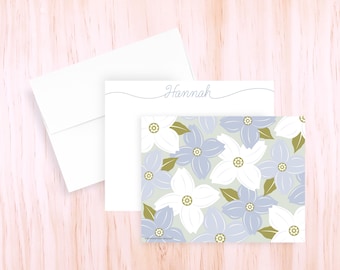 Custom Dogwood Notecards | Personalized Floral Stationery Set