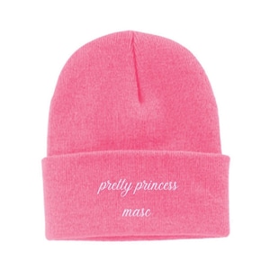 Pretty Princess Masc Embroidered Lesbian Pride Wool Beanie