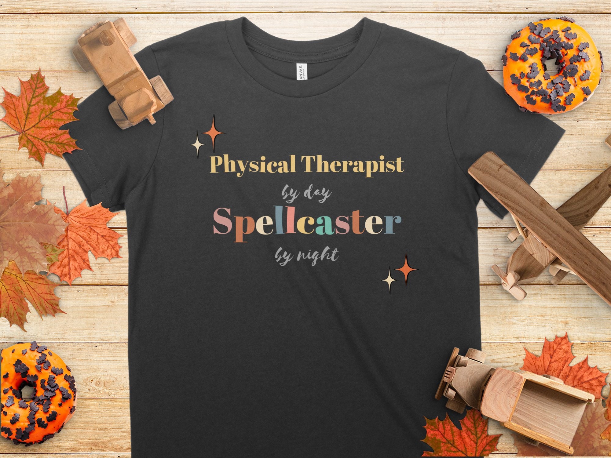 Discover Retro Halloween Physical Therapist Shirt, Team Shirts, Physical Therapist by day Spellcaster by Night, Halloween Tshirt, Gift, Customized