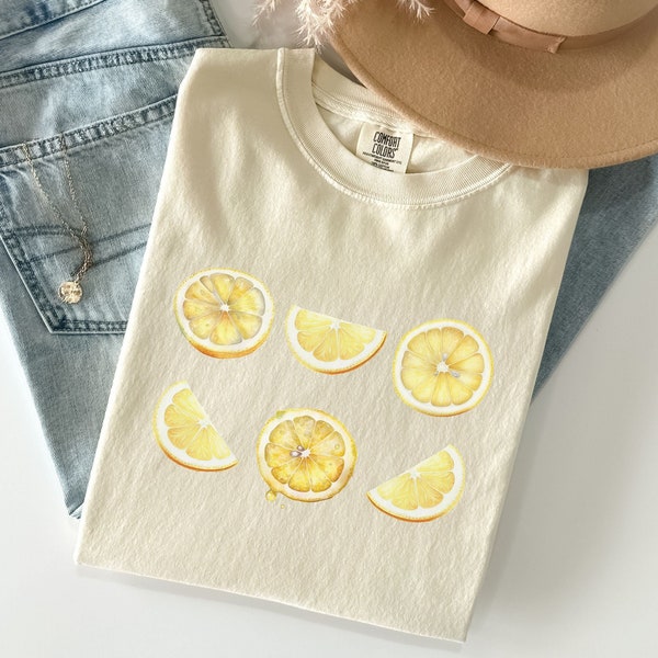 Lemon Shirt, Cottagecore Clothing, Lemon Print, Gardening Shirt, Gift For Garden Lover, Cute Fruit Shirt, Aesthetic Clothes, Lemon T Shirt