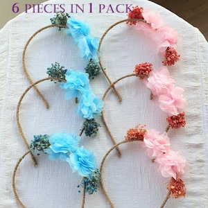 Fascia per capelli da sposa con fiori veri e in tessuto, fascia per capelli floreale per matrimonio, addio al nubilato e festa.