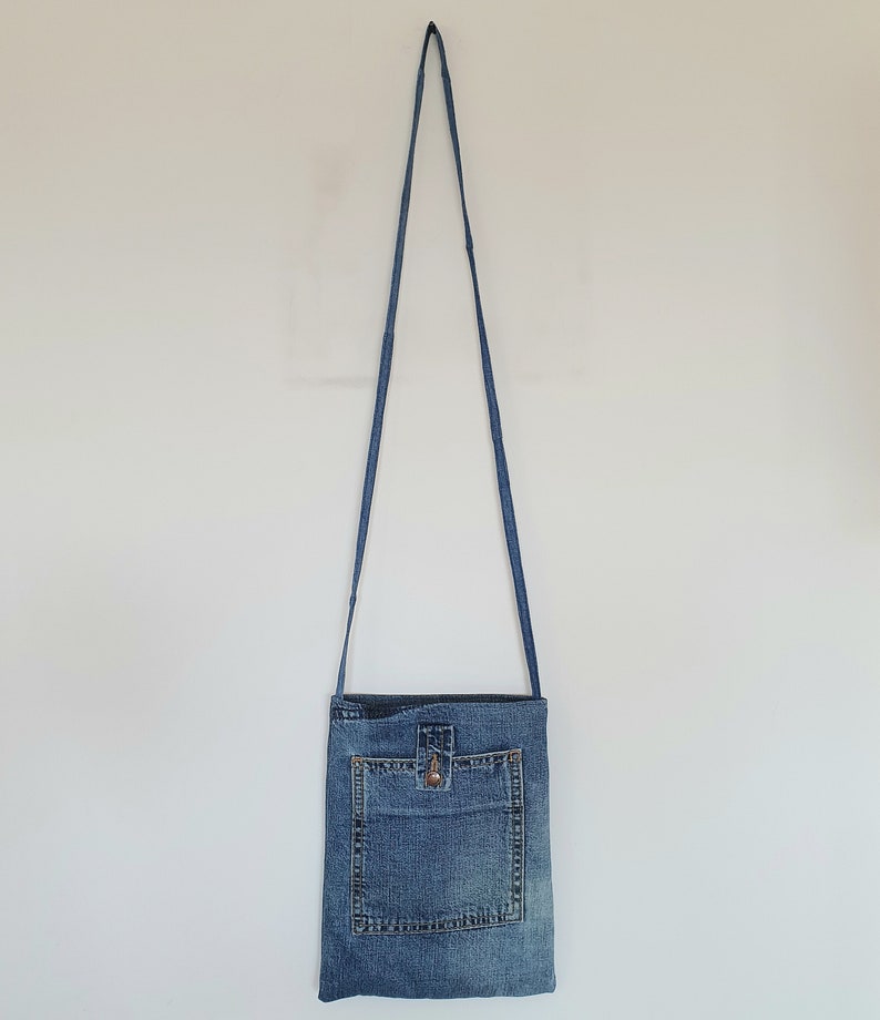 Stylish Bag, Washed Denim Crossbody Bag, Minimalist Single Shoulder Bag, Casual Hand Bag, Light