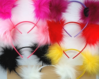 4pcs Pompom Ball Headband, Fluffy Ball Hair Loop, Cute Flurry Hair Band for Kids Girls Boys Costume