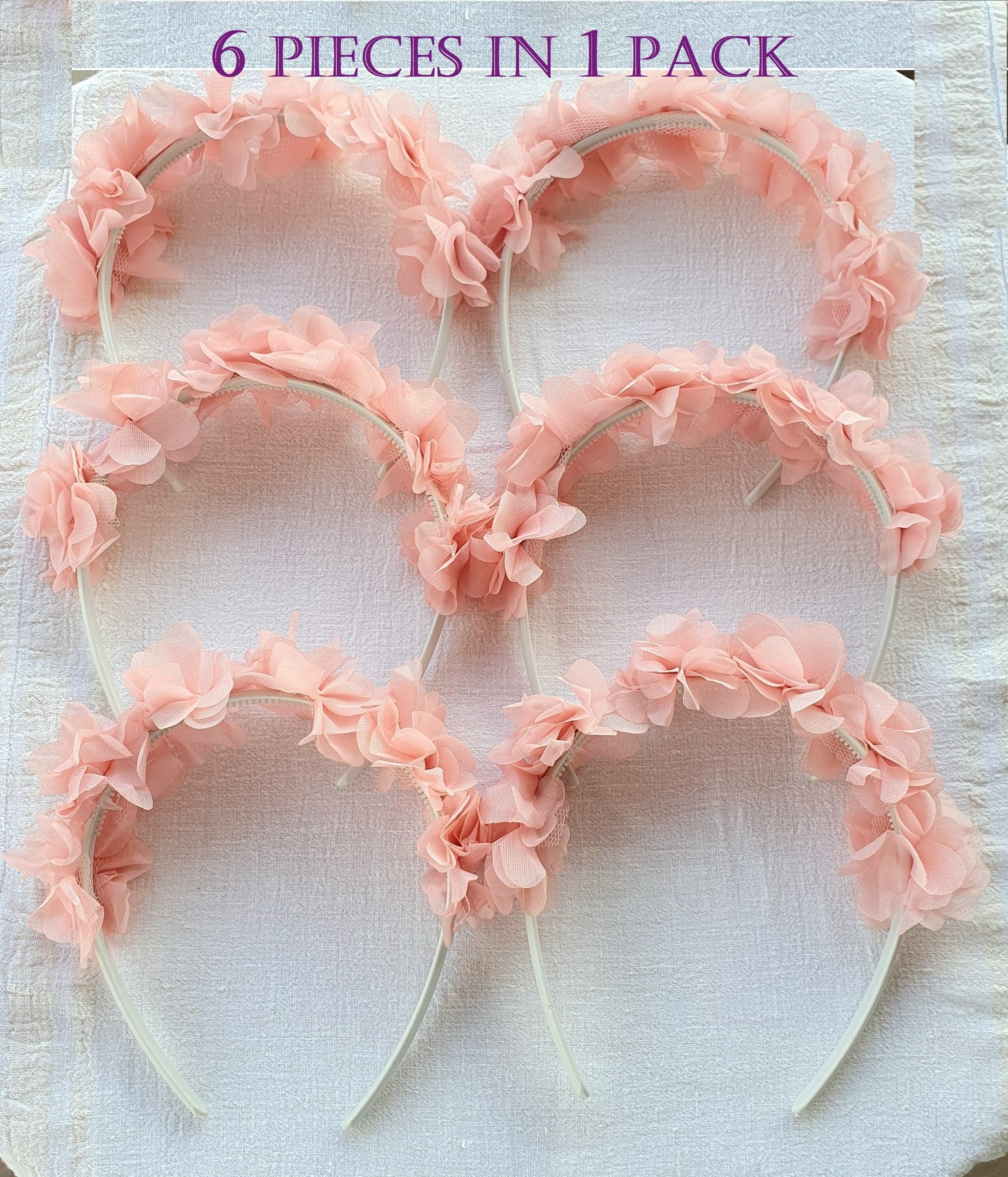 6 Pcs Fabric Flowers Bridesmaid Headband, Floral Hair Band 