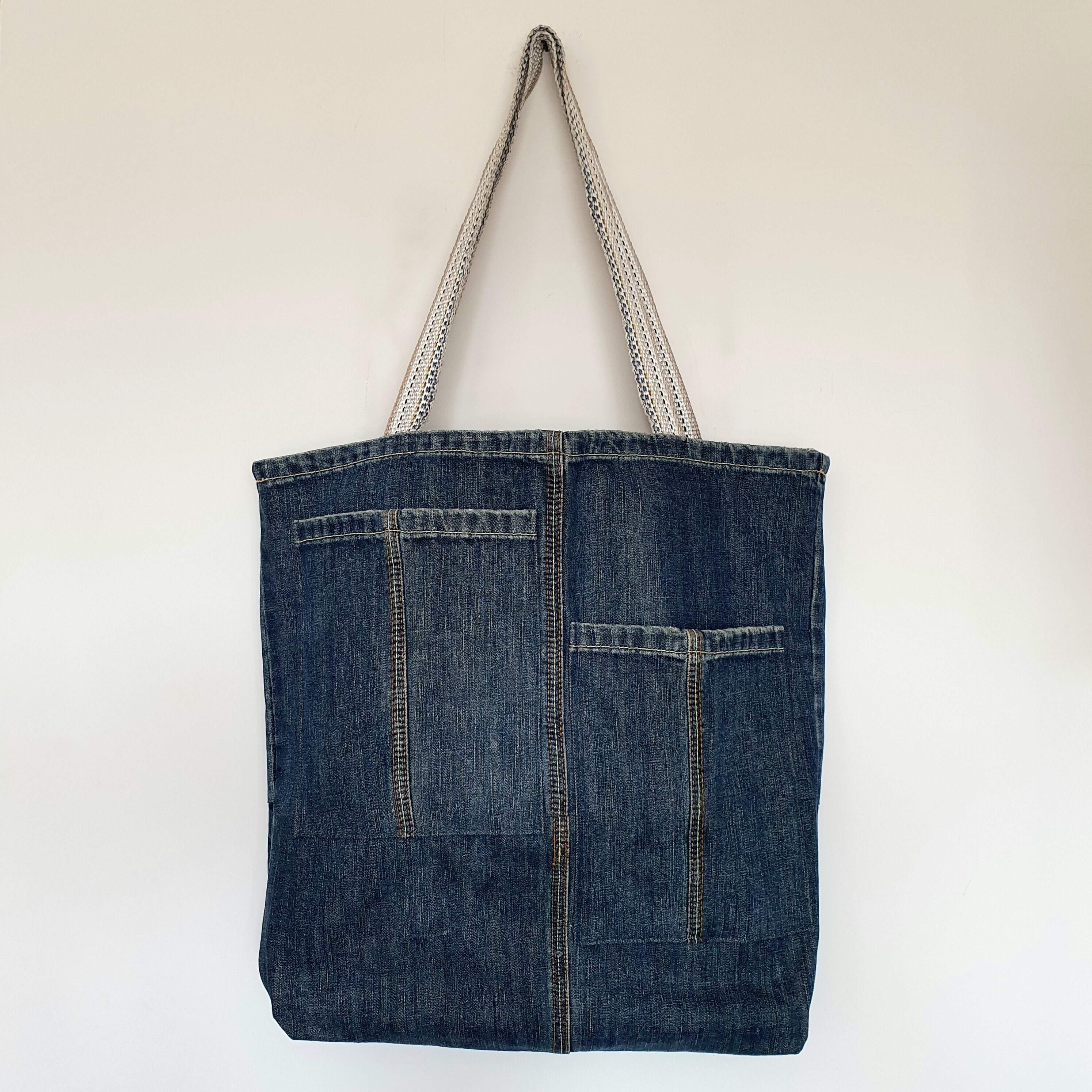 Stylish Tote Bag, Washed Denim Crossbody Bag, Minimalist Single Shoulder Bag, High Capacity