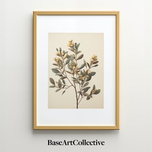 Printable Vintage Botanical Plant Illustration | Digital Wall Art Neutral Branch Antique Download Drawing Print Cottage Decor | Downloadable