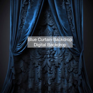 Blue Curtain Digital Backdrop