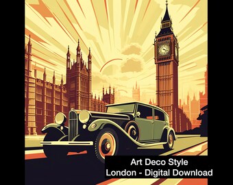 London 1920's Art Deco Style Digital Download Wall Art