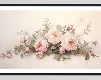 Roses fine art painting. Printable wall art and TV screen saver. (aspect ratio 16:9)