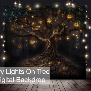 Fairy Lights on tree Digital Backdrop
