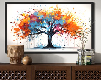 Colour tree spray paint realism Printable wall art and TV screen saver. (aspect ratio 16:9)