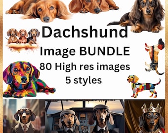 Dachshund IMAGE BUNDLE Over 80 High Res images in 5 different styles
