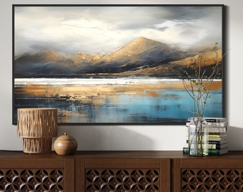 Scottish landscape oil painting. Printable wall art and TV screen saver. (aspect ratio 16:9)