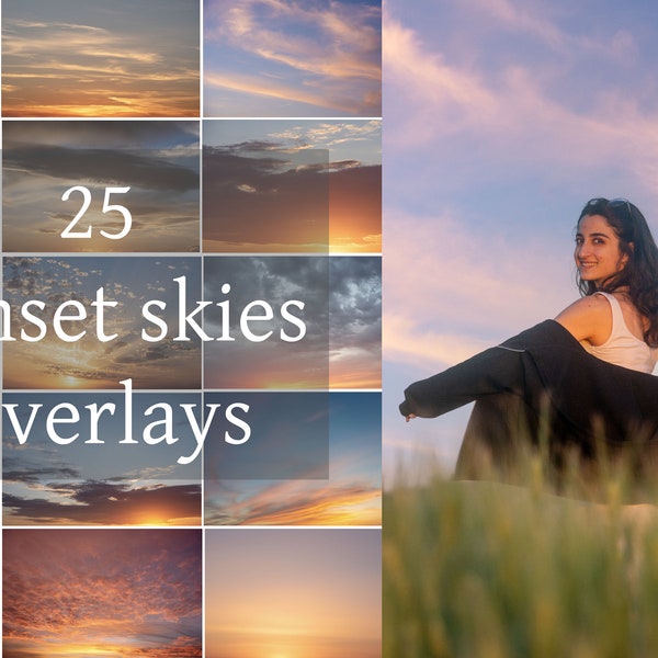 25 Sunset sky overlays, photography overlays, photoshop overlays, sky overlay, sunset sky