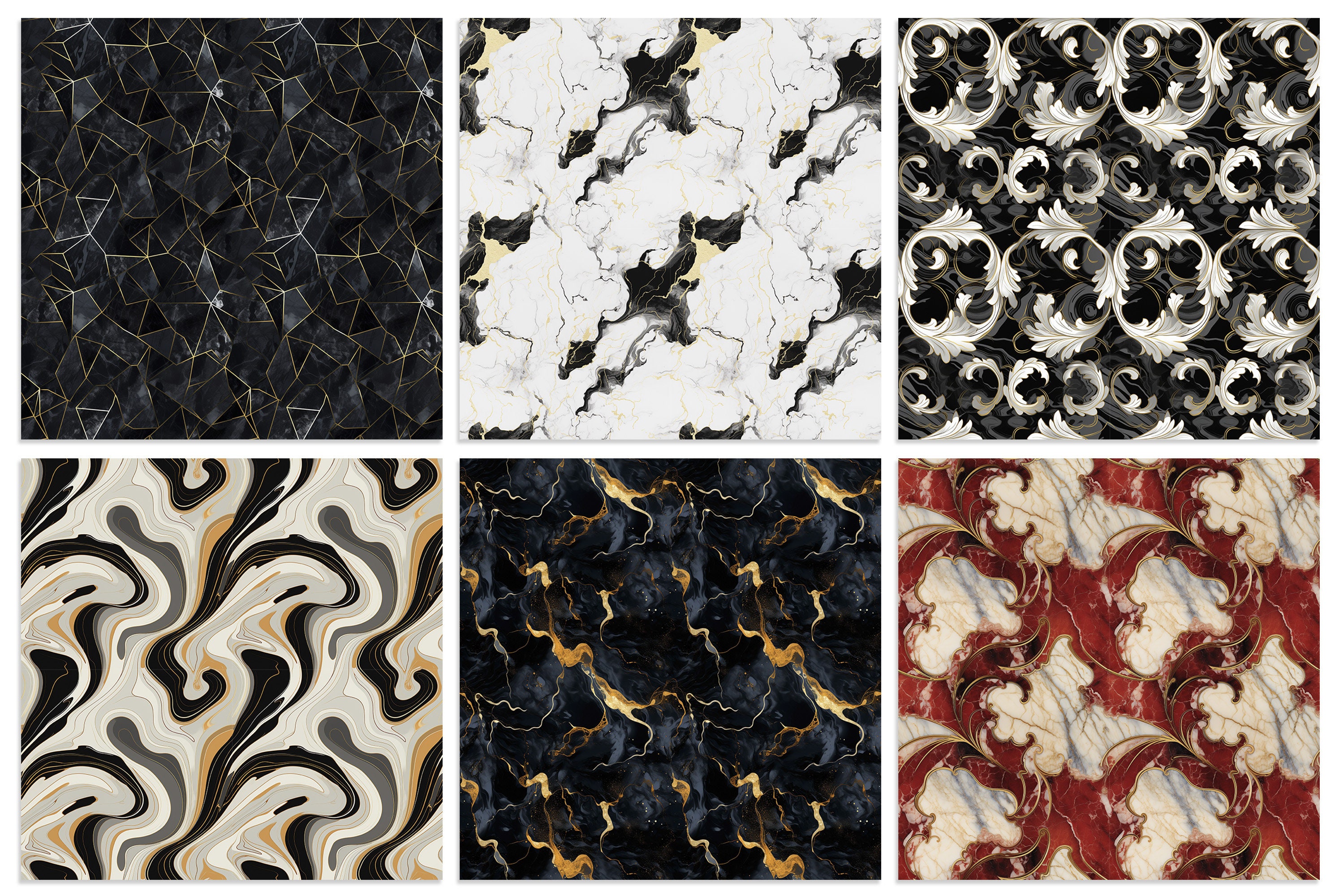 A Set of 30 Marble Seamless Patterns – High-resolution Digital Papers ...