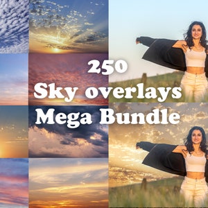 250 Sky overlays mega bundle + Bonus, photography overlays, photoshop overlays, sky overlay, sunset sky, Instant download, Commercial use