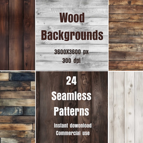 24 Seamless Wood Plank Textures, wood backgrounds, digital Paper, rustic wood, printable scrapbook paper, Commercial use, Instant download