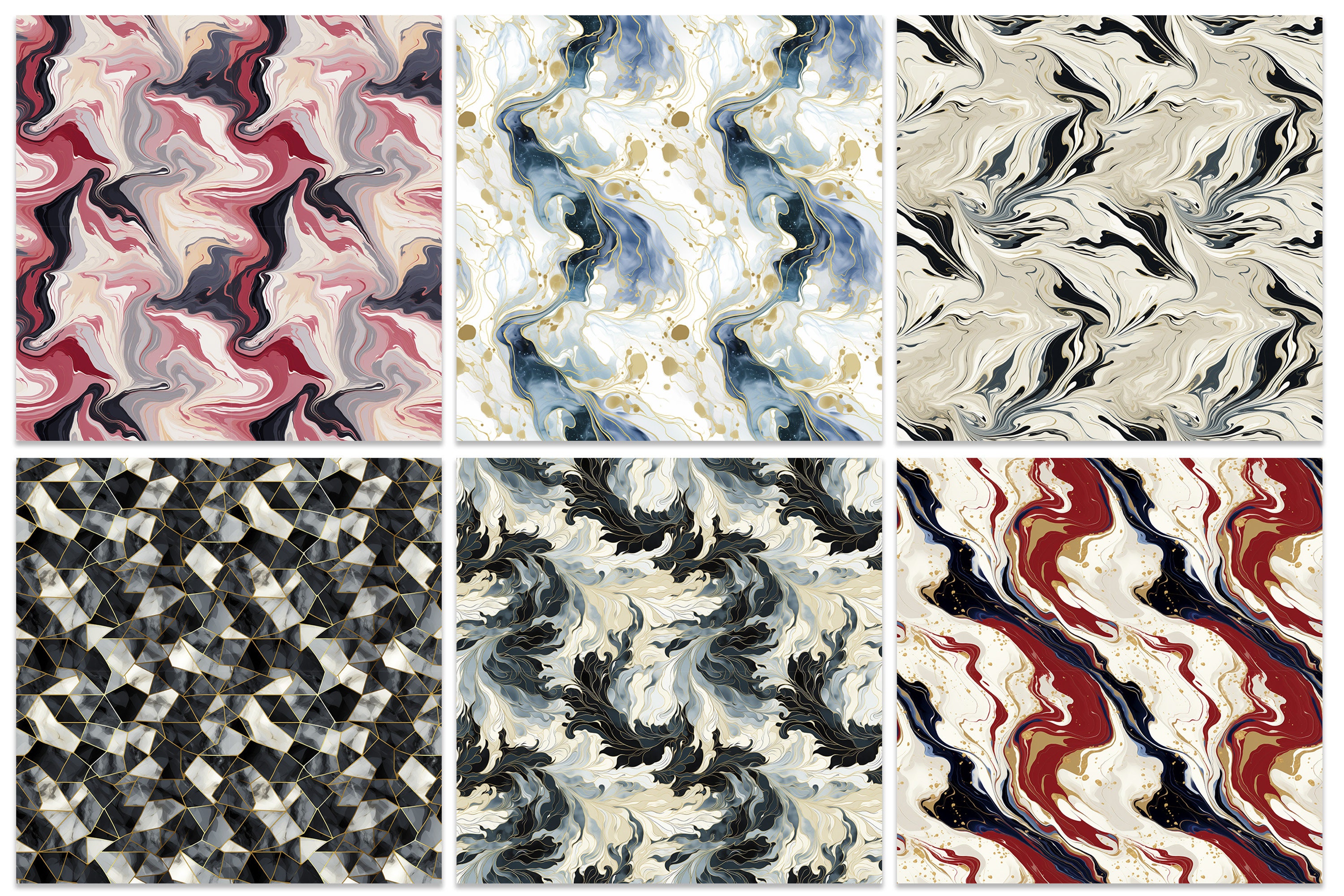 A Set of 30 Marble Seamless Patterns – High-resolution Digital Papers ...