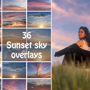 Set of 36 Sunset sky overlays, photography overlays, photoshop overlays, sky overlay, sunset sky