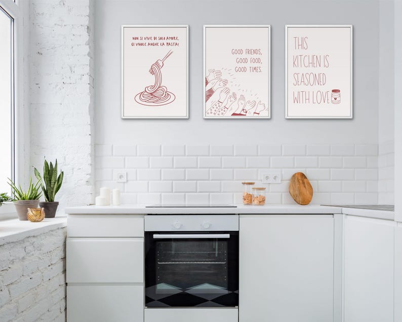 kitchen prints set of 7 kitchen wall art aesthetic... Aesthetic Kitchen Wall Art Set - Fun, Modern Prints for Home or Office ...