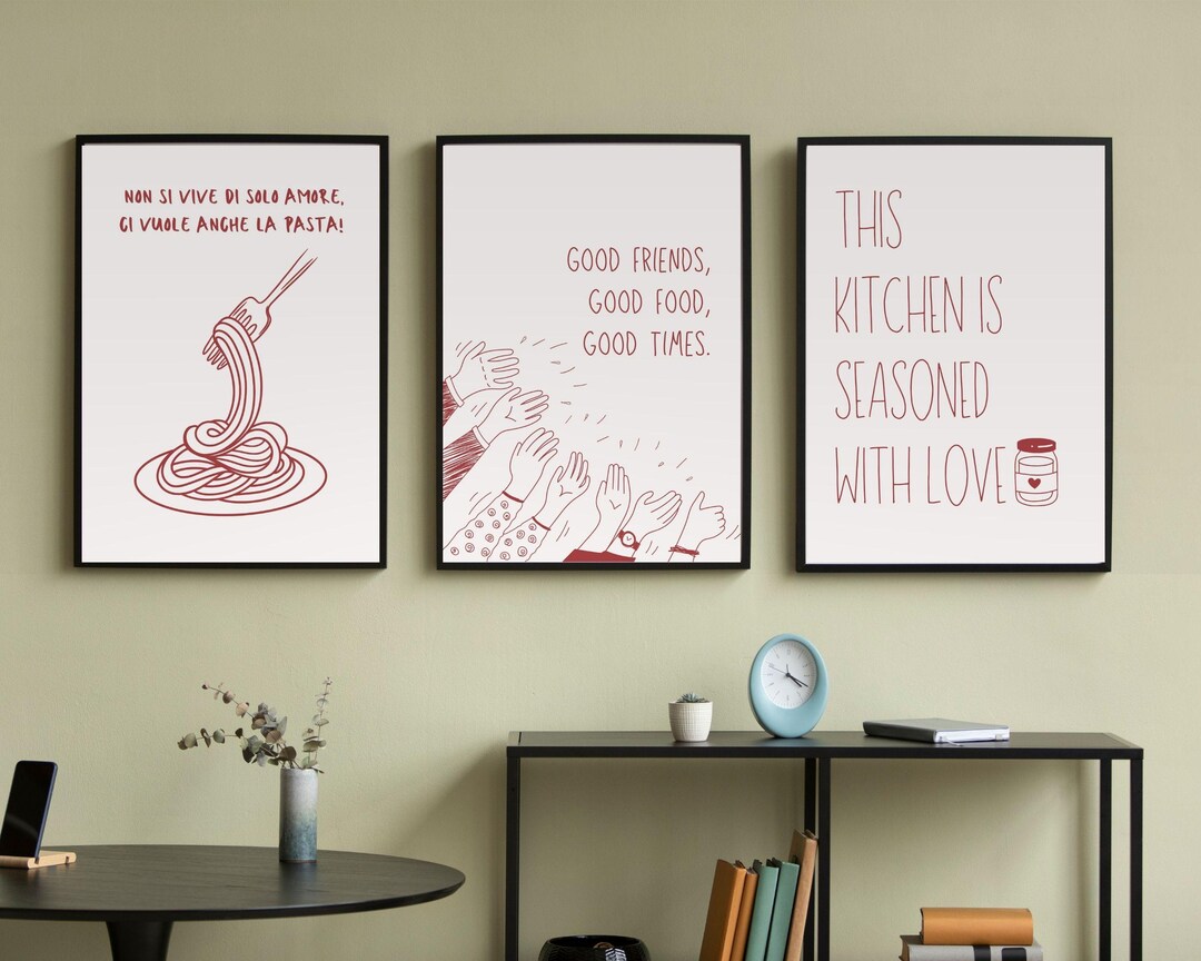 kitchen prints set of 7 kitchen wall art aesthetic... Aesthetic Kitchen Wall Art Set - Fun, Modern Prints for Home or Office ...