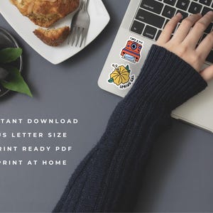 Retro laptopplannerstickers, 9 unieke ontwerpen (afdrukbare pdf)