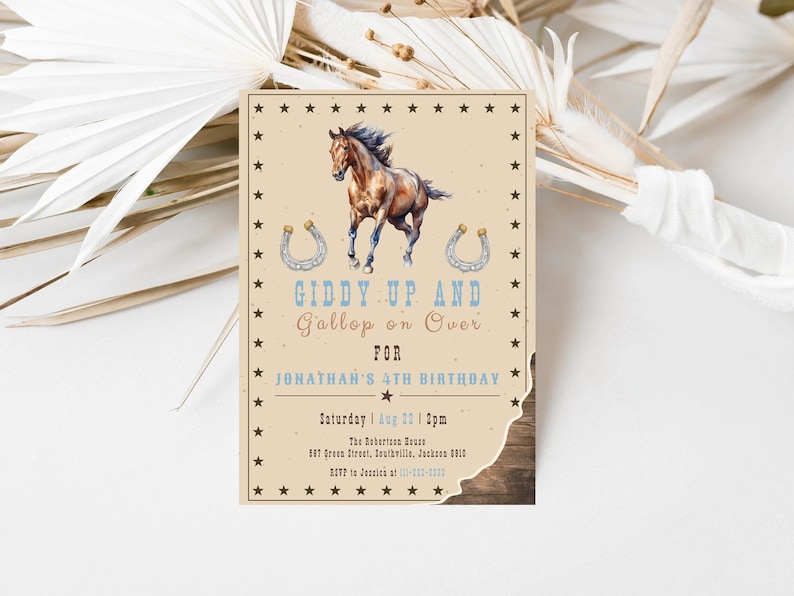 Horse Boy Birthday Invitation Instant Download, Boy Birthday Invitation ...
