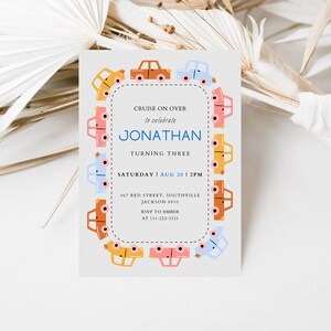 Transportation Birthday Invitation, Cars, Birthday Invite, Car and Cars Birthday Template, INSTANT DOWNLOAD