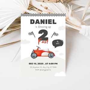 Race Car Birthday Party Invitation Editable Red Race Car Party Invite Racing Car Birthday Invitation Racer Party Invite Instant Download