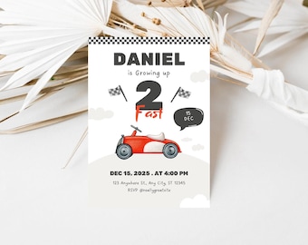 Race Car Birthday Party Invitation Editable Red Race Car Party Invite Racing Car Birthday Invitation Racer Party Invite Instant Download