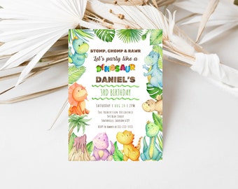 EDITABLE Dinosaur Birthday Invitation, Three Rex Invitation, Dinosaur Invitation, Dinosaur Invite, Three-Rex Birthday, Instant Download
