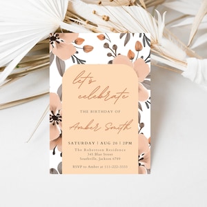 Editable Floral Birthday Party Invitation Download Printable Digital Template  Wildflower Garden Watercolor Flower Women Invite