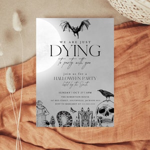 Vintage Halloween Invitation Template, Modern Halloween Invite, Printable Halloween Party for Adults, Editable Instant Digital Download