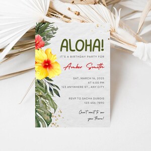 Floral Tropical Birthday Invitation Tropical Birthday Invitation Luau Invitation Editable Invitation Instant Download