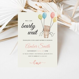 We Can Bearly Wait Invitation, We Can Bearly Wait Baby Shower, Cute Bear Baby Shower Invitation, We Can Bearly Wait Invite