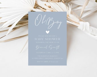 Oh Boy Baby Shower Einladung Vorlage Blau Boho Baby Boy Shower Süßer Baby Boy Einladung Vorlage Minimalist Baby Shower Invite