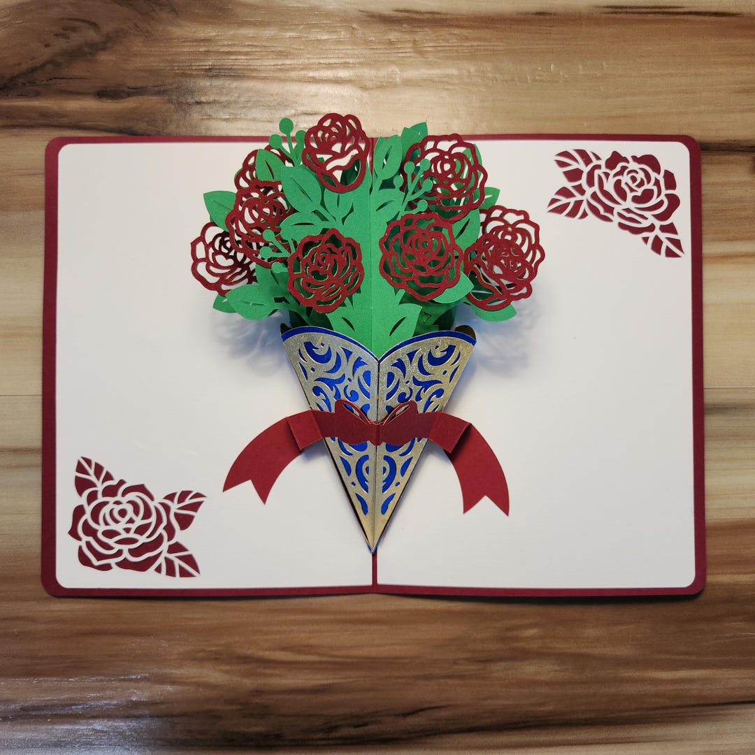 Rose Bouquet Card - Etsy