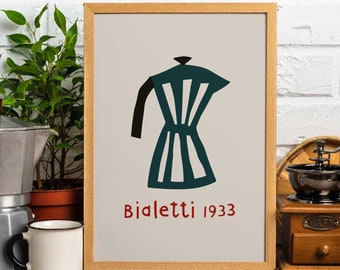 Vintage Bialetti 1933 Coffee Poster by Klaas Gubbels: Timeless Espresso Elegance | Printable Wall Art