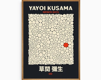 Cartel de la exposición Yayoi Kusama, Kusama Infinity Dots, Japandi Wall Art, cartel imprimible grande, arte pop, arte de pared imprimible, impresiones digitales