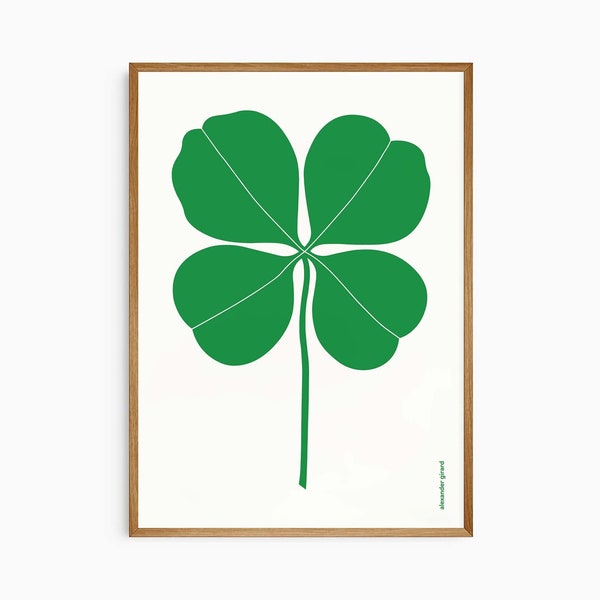 Iconic Four Leaf Clover, Graphic Design Poster, Eclectic Printable Wall Art, Digital Prints, Instant Download, Modern Home Decor