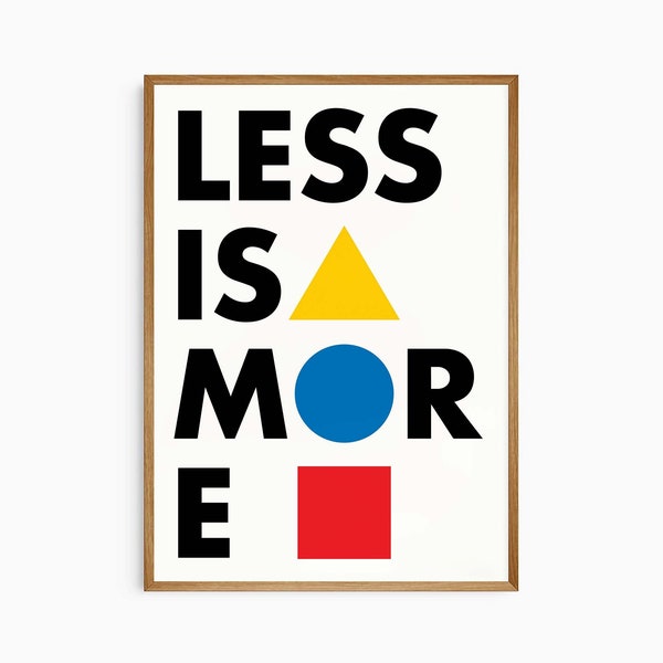 Bauhaus Less Is More Poster, Minimalist Wall Art | Mid-century Modern | Abstract Retro Art | Vector Wall Art |  Digital Prints