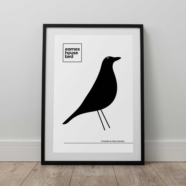 Eames House Bird, Vitra Iconic Bird Poster, Black & White Printable Wall Art, Minimalistic Vintage Art Print, Digital Prints