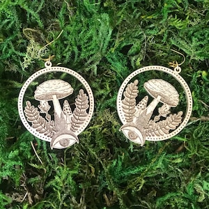 Gold Mushroom Hoop Earrings: Witchy Cottagecore Jewelry
