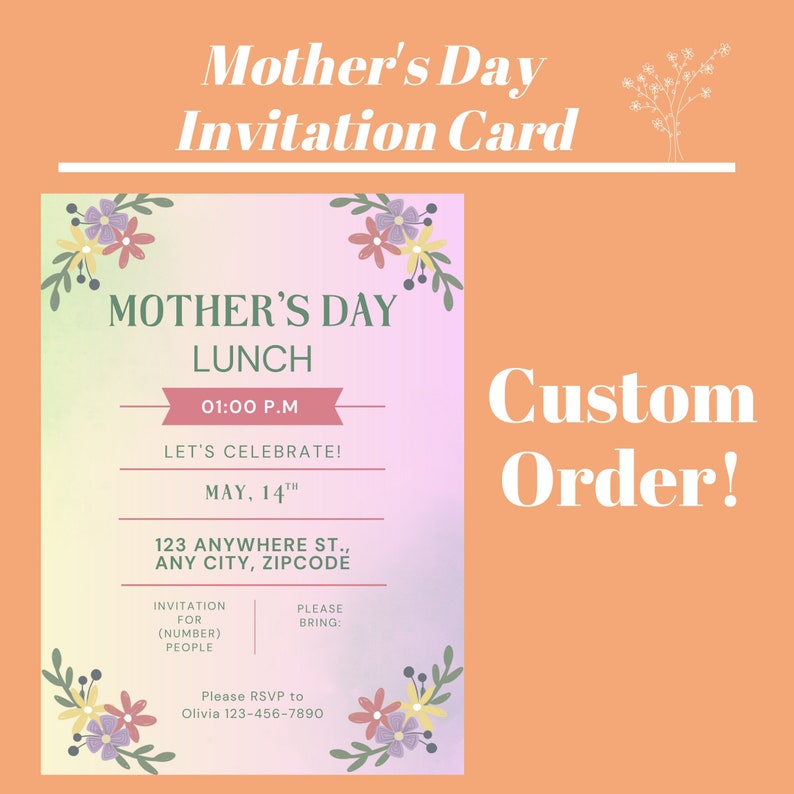 Custom Mother's Day Invitation Card - Etsy