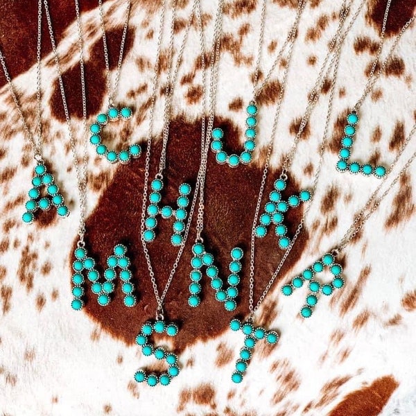 Turquoise Initial Necklaces