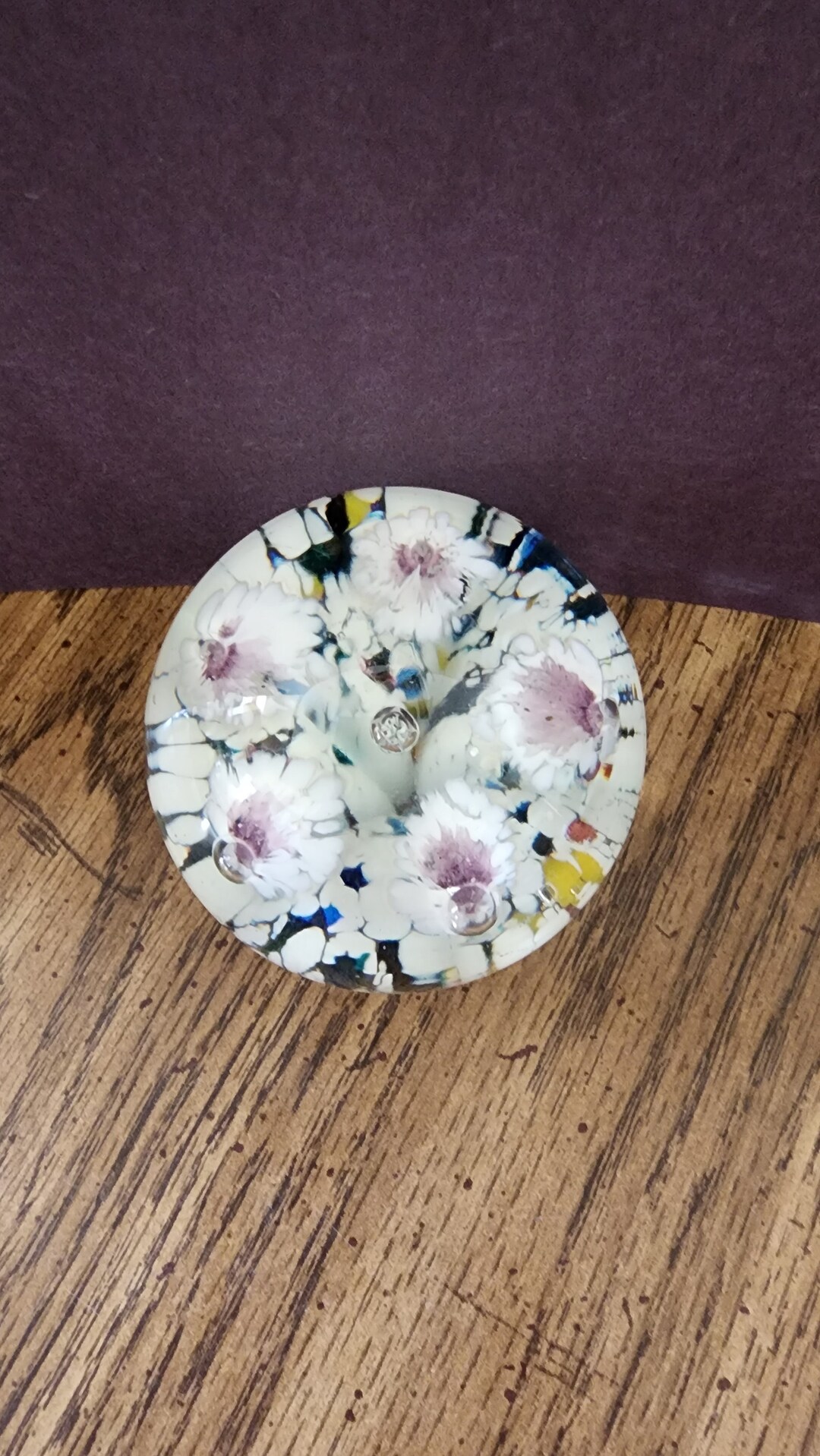 Glass Paperweight With Flowers Etsy