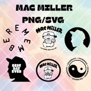 Mac Miller PNG/SVG-bundel | Rapper stickerontwerp | Digitale download