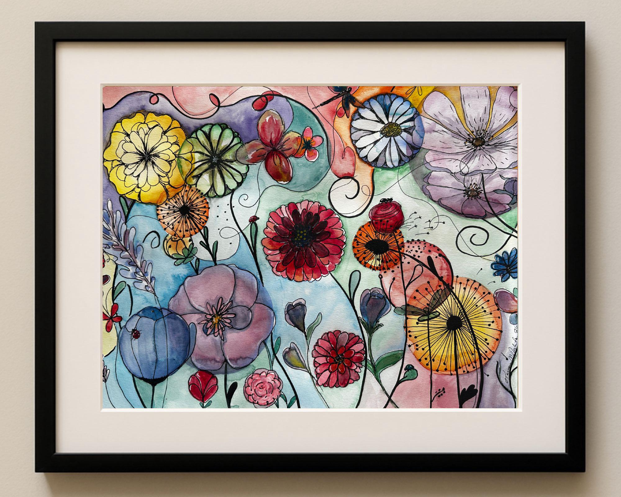 Whimsical Flowers Art Print - Original Art Watercolors - Etsy
