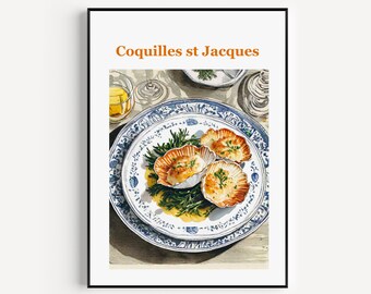 Coquille saint Jacques Print, Coquille saint Jacques Poster, Coquille saint Jacques Wall Art, Coquille saint Jacques Art Print