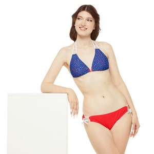 Women’s Strappy Bikini Set Adjustable Elastic Straps | Polyester Spandex, Quick Dry, Stretch, Swimwear, Sublimation Ready
